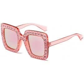 Square Women Sunglasses Crystal Brand Designer Oversized Square Sunglasses - C5 - CL18CNYUUGW $17.69