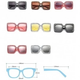 Square Women Sunglasses Crystal Brand Designer Oversized Square Sunglasses - C5 - CL18CNYUUGW $7.78