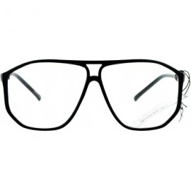 Square Unisex Fashion Clear Lens Glasses Oversized Square Angled Plastic Frame - Black - CV18959UUWS $18.29