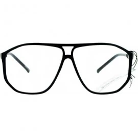 Square Unisex Fashion Clear Lens Glasses Oversized Square Angled Plastic Frame - Black - CV18959UUWS $9.51