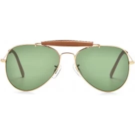 Aviator outdoorsman aviator sunglasses for men women crystal glass lens mirrored sun glasses UV400 protection - Green - C818R...