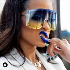 Semi-rimless Oversized Blue Yellow Gradient Sunglasses Women Luxulry Designer Red Rimless Metal Female Sun Glasses Shades - 8...