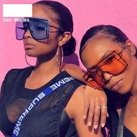 Semi-rimless Oversized Blue Yellow Gradient Sunglasses Women Luxulry Designer Red Rimless Metal Female Sun Glasses Shades - 8...