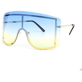 Semi-rimless Oversized Blue Yellow Gradient Sunglasses Women Luxulry Designer Red Rimless Metal Female Sun Glasses Shades - 8...