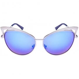Cat Eye Fashion Oversized Metal Cat Eye Sunglasses Color Mirror & Gradient Lens for Women - CB12N70957F $19.27