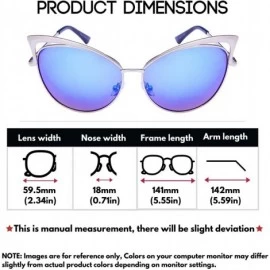 Cat Eye Fashion Oversized Metal Cat Eye Sunglasses Color Mirror & Gradient Lens for Women - CB12N70957F $12.33