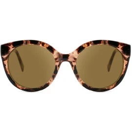 Round Retro Polarized Sunglasses for Women Vintage Cat Eye Plastic Frame - Leopard - CD18UCO2TMS $15.67