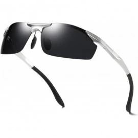 Rectangular Aluminum Magnesium Polarized Sunglasses - Silver&silver - CI18QW8N6E6 $19.05
