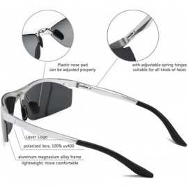 Rectangular Aluminum Magnesium Polarized Sunglasses - Silver&silver - CI18QW8N6E6 $9.66