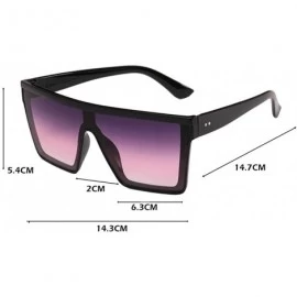 Square Flat Top Square Sunglasses Women Men Shade Big Frame Retro Gradient Eyewear - D - C4190O7NLKD $9.18