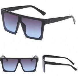 Rectangular Square Oversized Sunglasses Unisex Flat Top Fashion Shades (Style C) - CN196I7I9YG $12.78