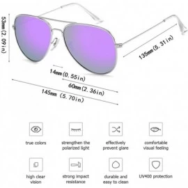 Oversized Polarized Aviator Sunglasses for Men/Women Metal Mens Sunglasses Driving Sun Glasses - Purple Lens/Silver Frame - C...