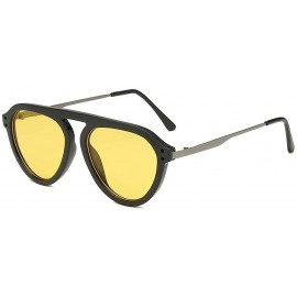 Oversized Big Width Vintage Sunglasses GorNorriss - Yellow Lens/Yellow Frame - CZ18QGR33CS $19.90