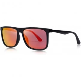 Rectangular Polarized Square Sunglasses for men Aluminum Legs 100% UV Protection S8250 - Red Mirror - CZ18G9HGQO6 $24.29