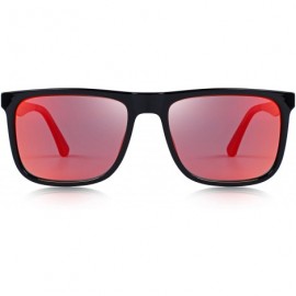 Rectangular Polarized Square Sunglasses for men Aluminum Legs 100% UV Protection S8250 - Red Mirror - CZ18G9HGQO6 $13.57