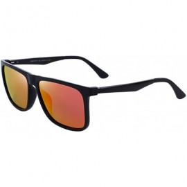 Rectangular Polarized Square Sunglasses for men Aluminum Legs 100% UV Protection S8250 - Red Mirror - CZ18G9HGQO6 $13.57