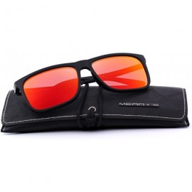 Rectangular Polarized Square Sunglasses for men Aluminum Legs 100% UV Protection S8250 - Red Mirror - CZ18G9HGQO6 $13.57