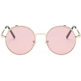 Round New Vintage Polarized Steampunk Sunglasses Fashion Round Mirrored Retro Eyewear - Style 1-pink - C61946QXCEZ $25.63