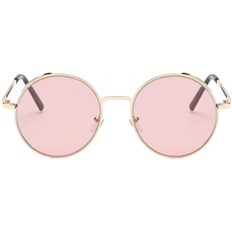 Round New Vintage Polarized Steampunk Sunglasses Fashion Round Mirrored Retro Eyewear - Style 1-pink - C61946QXCEZ $14.55
