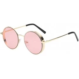 Round New Vintage Polarized Steampunk Sunglasses Fashion Round Mirrored Retro Eyewear - Style 1-pink - C61946QXCEZ $14.55