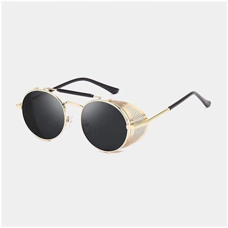 Round Metal Round Frame Steampunk Sunglasses for Men and Women UV400 - C3 Gold Gray - CT198CACA7E $13.42