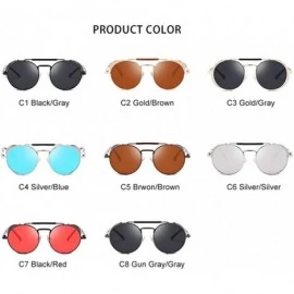 Round Metal Round Frame Steampunk Sunglasses for Men and Women UV400 - C3 Gold Gray - CT198CACA7E $13.42