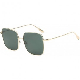 Goggle Women Fashion Metal Classic Square Flat Lens UV Protection Sunglasses - Olive - CB18WU8N907 $37.85