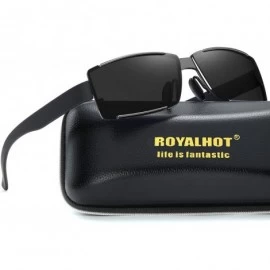 Sport Polarized Rectangular Sunglasses for Mens UV Protection Alloy Frame for Driving Fishing - Grey - C718YD3D4EM $14.08