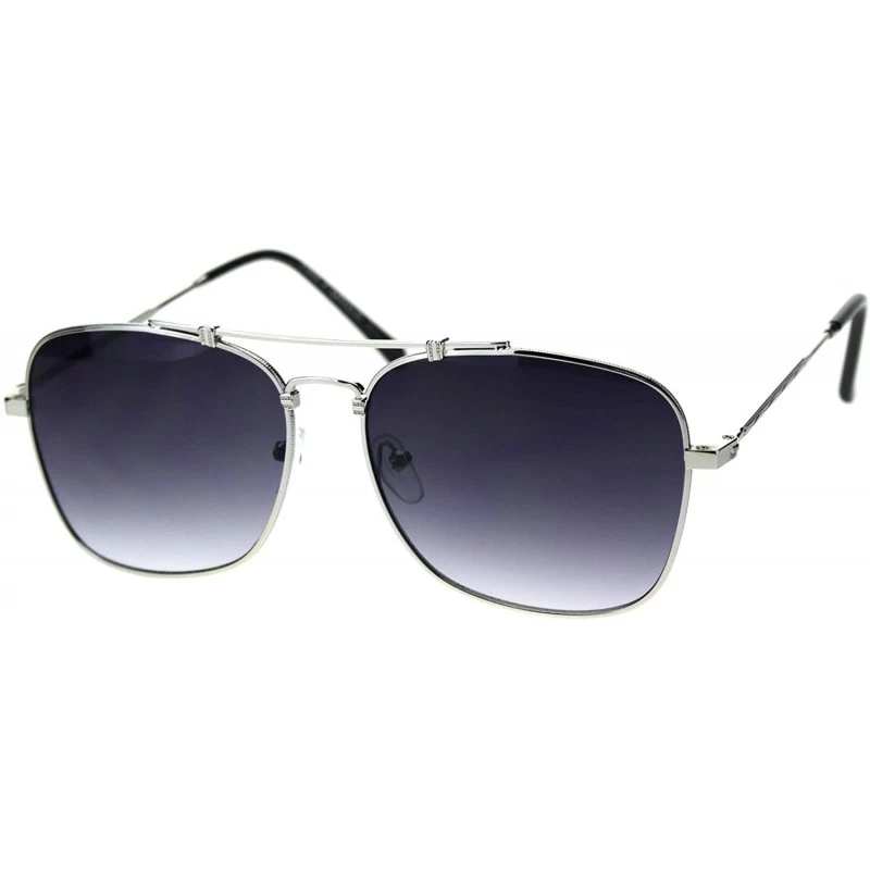 Aviator Air Force Navigator Sunglasses Square Aviators Unisex Metal Frame UV 400 - Silver (Smoke) - CM18W63T085 $13.31