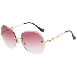 Sport Round Frame Visor Mirrorless Frame Trimmed Sunglasses Metal Ladies Sunglasses - 6 - CE190853H4Q $59.69