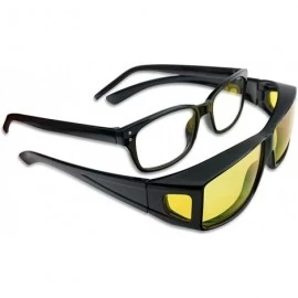 Square Fit Over Wrap Sunglasses w/ Super Dark Polarized Lens - Size Medium Wear Over - Black (Night Driving) - CV12O6DJR3Q $1...