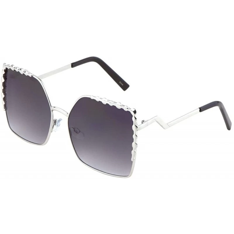 Oversized Oversized Butterfly Sunglasses Gold Rim Metal Bridge Unisex Fashion Eyewear - Silver/Smoke - CU182SZ59GY $8.13