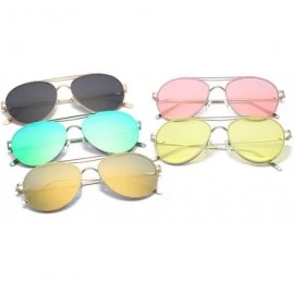 Oversized Colorful Tinted Lens Metal Frame Aviator Sunglasses Light Color Lens Glasses - CZ18OAA6HIY $7.25