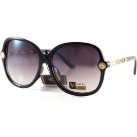 Butterfly Rhinestone Pearl Metal Iced-Out Jewel Temple Butterfly Sunglasses A220 - Black/ Purple Gr - CC18H9QEEDU $15.36