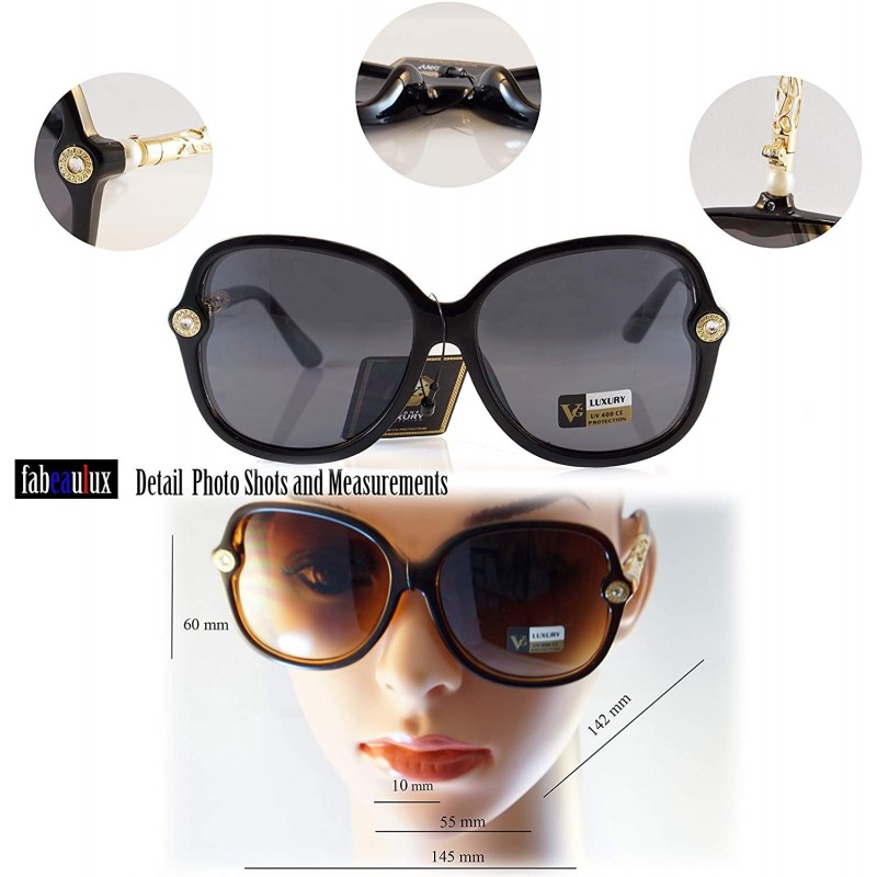Rhinestone Pearl Metal Iced-Out Jewel Temple Butterfly Sunglasses A220 ...