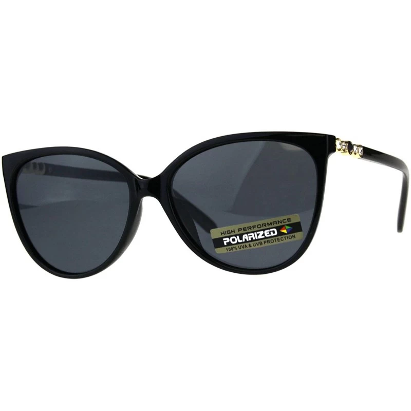 Butterfly Womens Polarized Lens Sunglasses Rhinestone Fashion Butterfly Frame - Black Purple Stone - CX18CXACHE4 $15.06