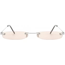 Oval Vintage Rectangle Sunglasses for Women Men Retro Small Thin Sunglasses Metal Frame - 08-light Tea - C118X2LOQAI $25.93
