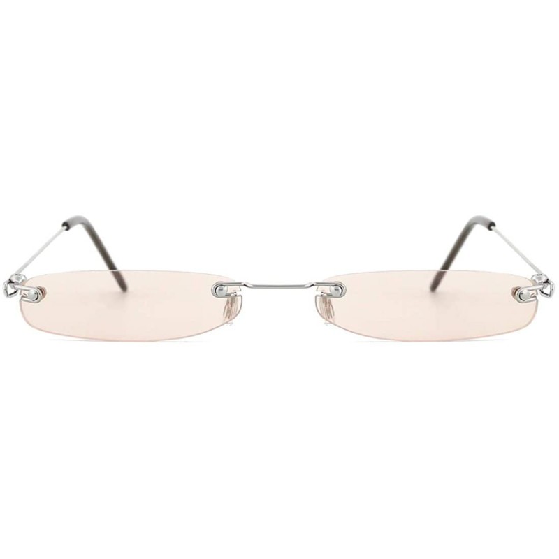 Oval Vintage Rectangle Sunglasses for Women Men Retro Small Thin Sunglasses Metal Frame - 08-light Tea - C118X2LOQAI $15.98