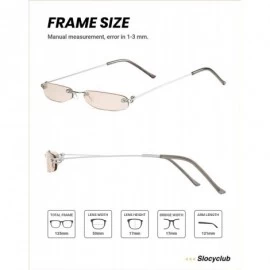 Oval Vintage Rectangle Sunglasses for Women Men Retro Small Thin Sunglasses Metal Frame - 08-light Tea - C118X2LOQAI $15.98