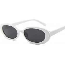 Oval Style Oval Sunglasses Women Vintage Retro Round Frame White Mens Sun Cows Color - Whitegray - CO18Y3OCNOS $17.54