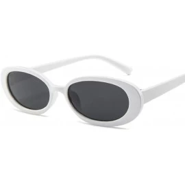 Oval Style Oval Sunglasses Women Vintage Retro Round Frame White Mens Sun Cows Color - Whitegray - CO18Y3OCNOS $8.20