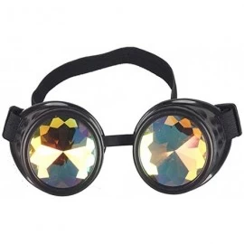 Goggle Kaleidoscope Rave Goggles Steampunk Glasses with Rainbow Crystal Glass Lens - Black - C612LGPJS07 $11.58
