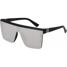Aviator Fashion Oversize Siamese Lens Sunglasses Women Men Succinct Style UV400 - Black/Silver Mirror - CY196MS4GEY $22.60