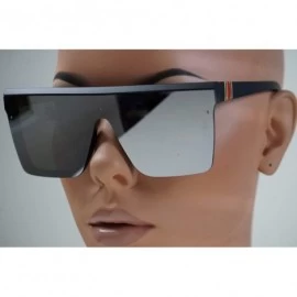 Aviator Fashion Oversize Siamese Lens Sunglasses Women Men Succinct Style UV400 - Black/Silver Mirror - CY196MS4GEY $10.86