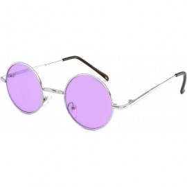 Round John Lennon Vintage Style Round Silver Party Shades Sunglasses PURPLE LENS - CZ11KKS1NL9 $23.49
