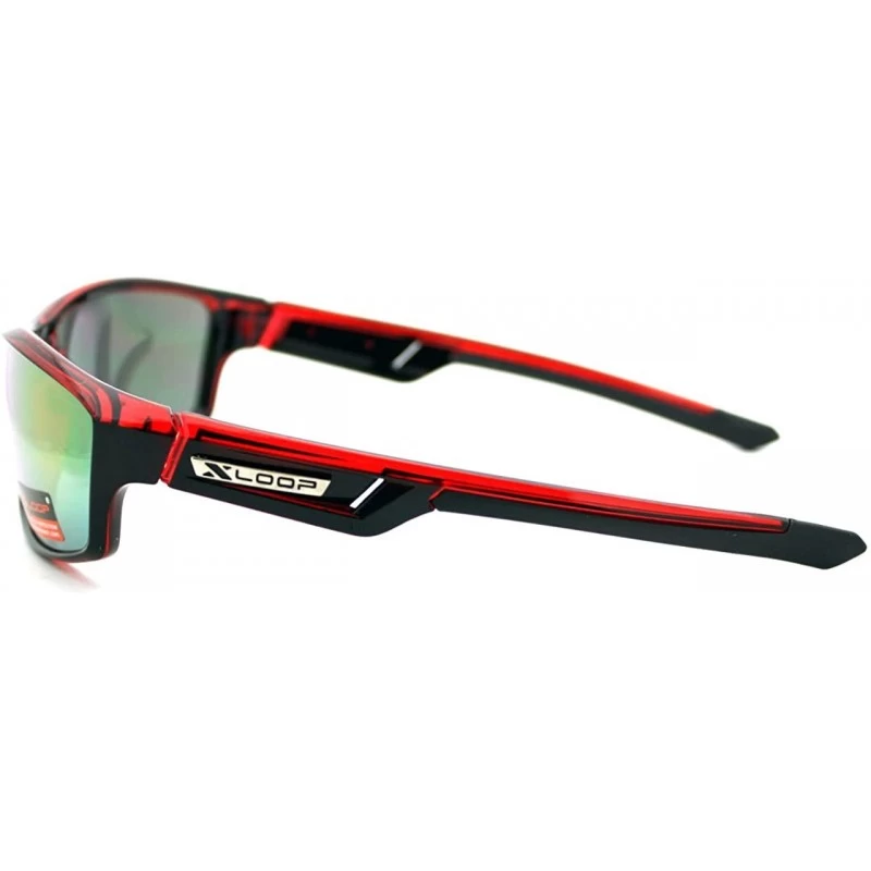 Xloop Mens Sunglasses Sports Fashion Rectangular Wrap Around UV 400 - Red -  C4124LVHB07