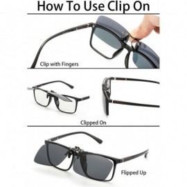 Oval 2 PACK Clip-on Sunglasses Flip up Metal Clip over Prescription Glasses Unisex Night-vision glassesf or Driving - CK18X6S...
