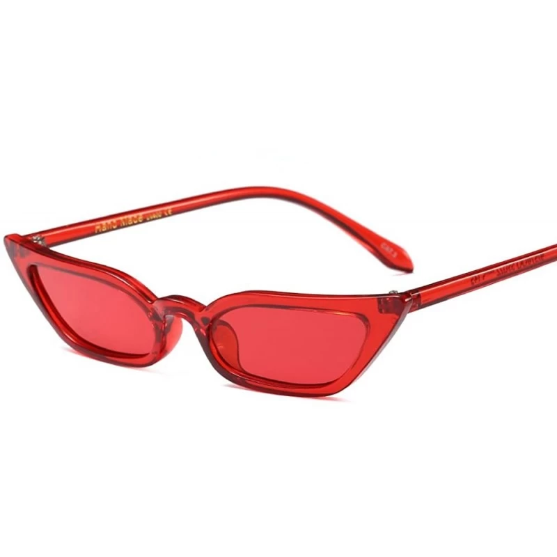 Goggle 2018 Women Small Frame Cat Sunglasses Vintage Fashion Brand Designer Candy Color - Red - C618CG0LG9D $21.62