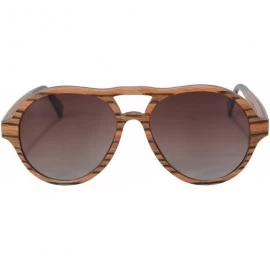 Aviator Wood Sunglasses Polarized Pilot Sunglasses 7 Layers Wood&Aluminum Frame-SG73004 - Ebony- Red - CS18DUHE0DU $64.02