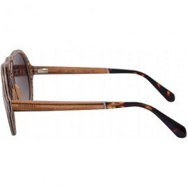 Aviator Wood Sunglasses Polarized Pilot Sunglasses 7 Layers Wood&Aluminum Frame-SG73004 - Ebony- Red - CS18DUHE0DU $32.42